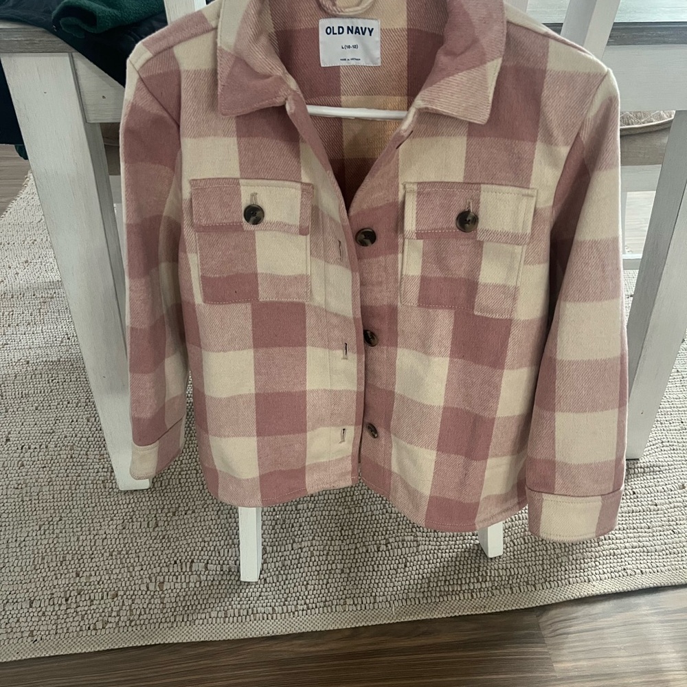 Old Navy Kids Checkered Shirt/Jacket - Pink and Cream